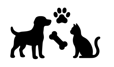 Black Silhouette Icons Of A Dog And Cat