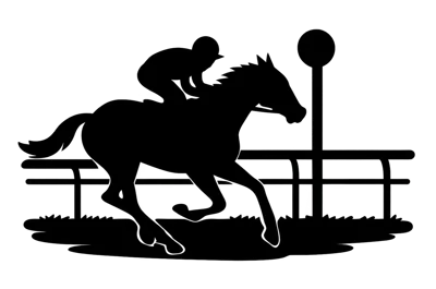 Silhouette Of A Jockey Riding A Racehorse