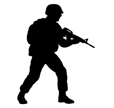 Silhouette Of A Soldier Holding A Rifle