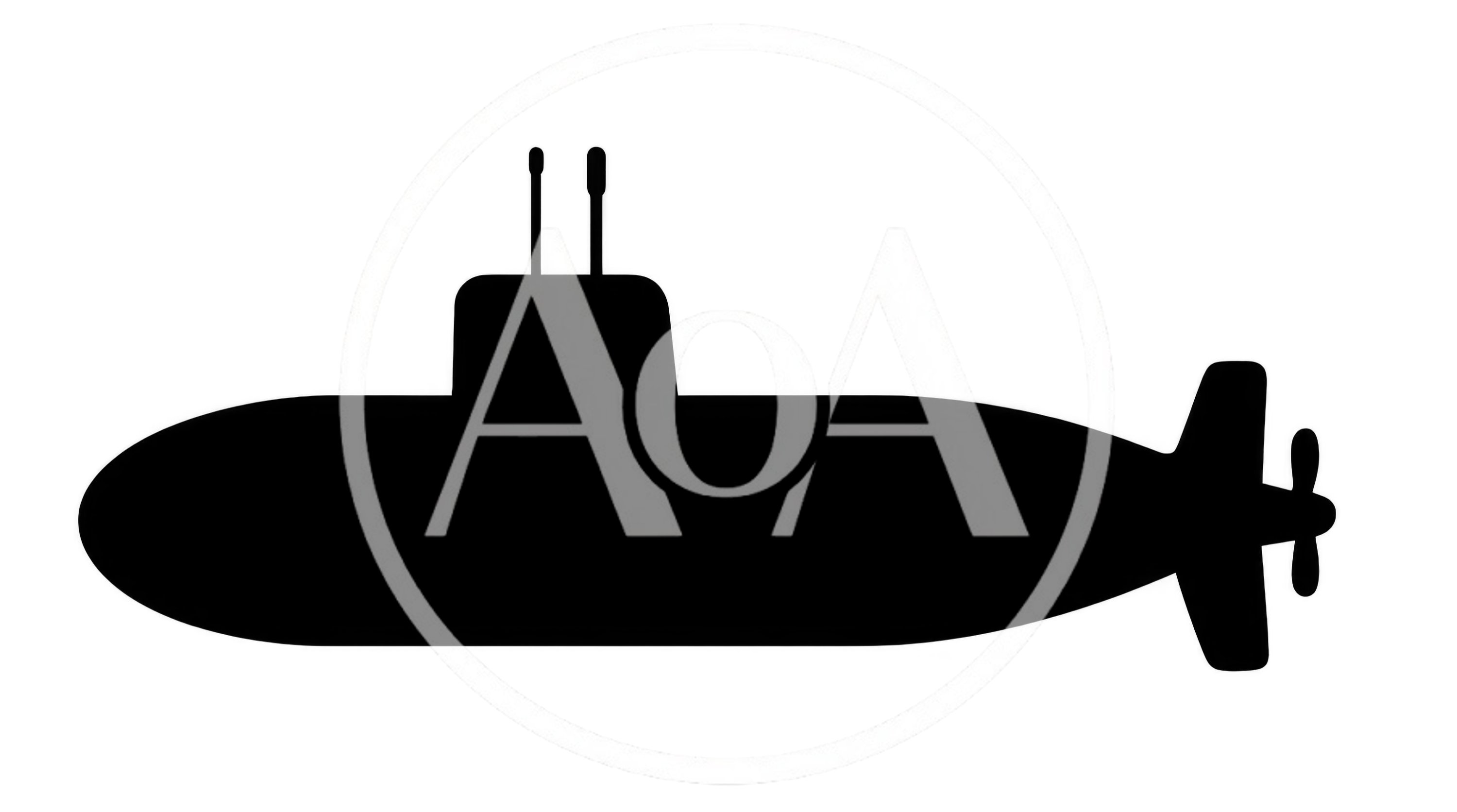 Black Silhouette Of A Submarine On White Background