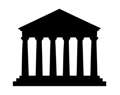 Black Silhouette Icon Of A Classical Greek Temple