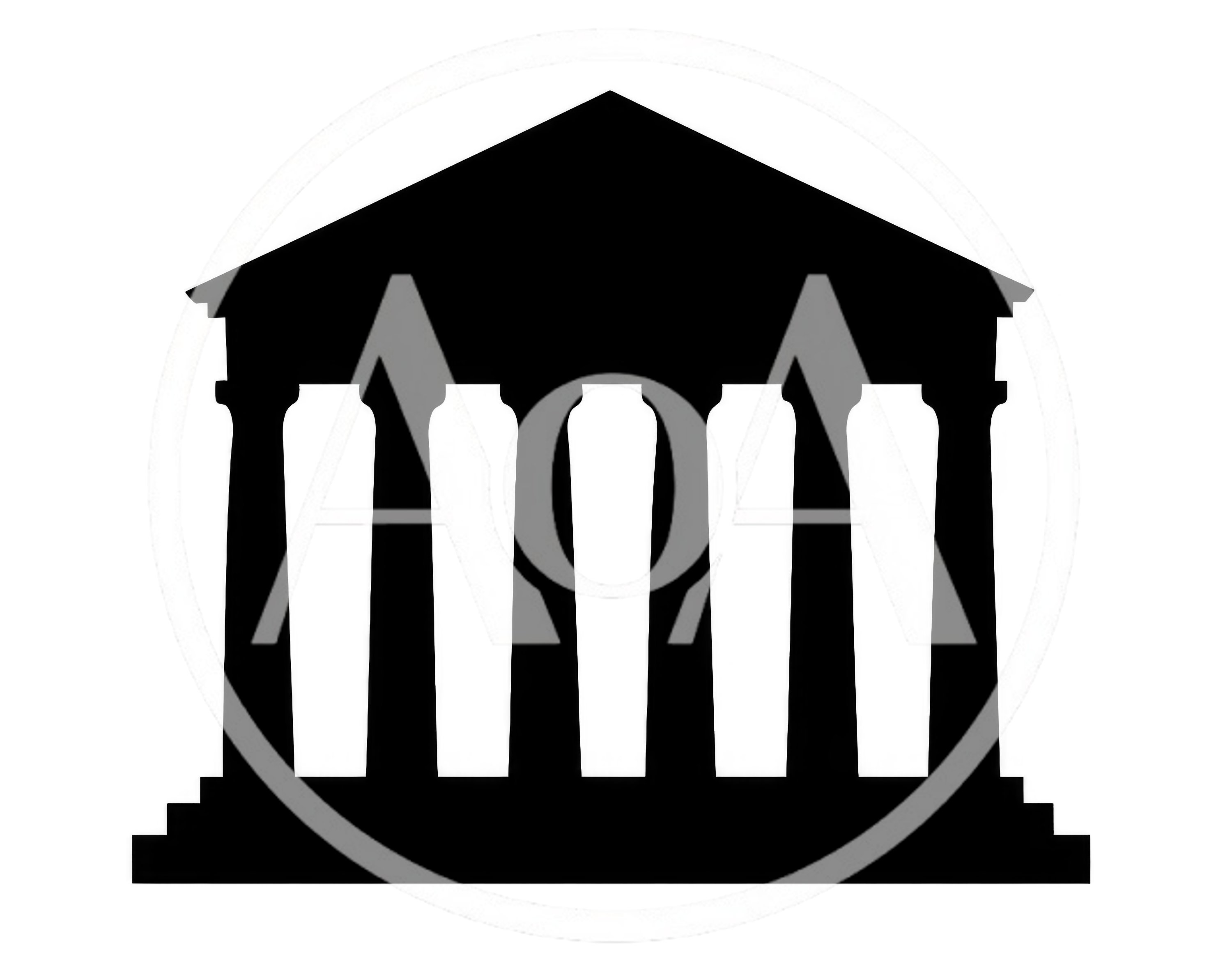 Black Silhouette Icon Of A Classical Greek Temple
