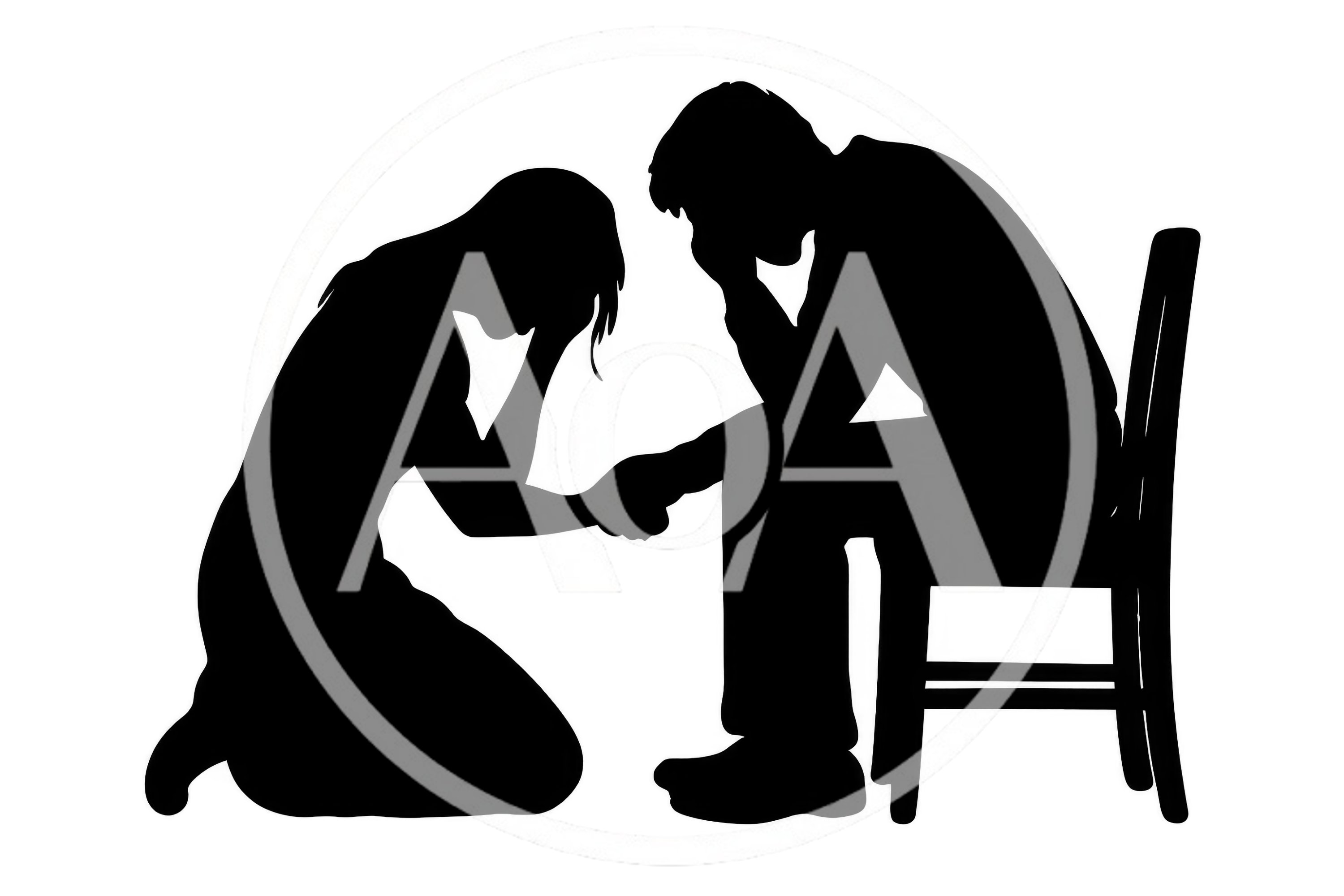 Silhouette Of A Couple In A Moment Of Grief