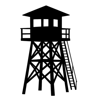 Black Silhouette Of A Wooden Watchtower
