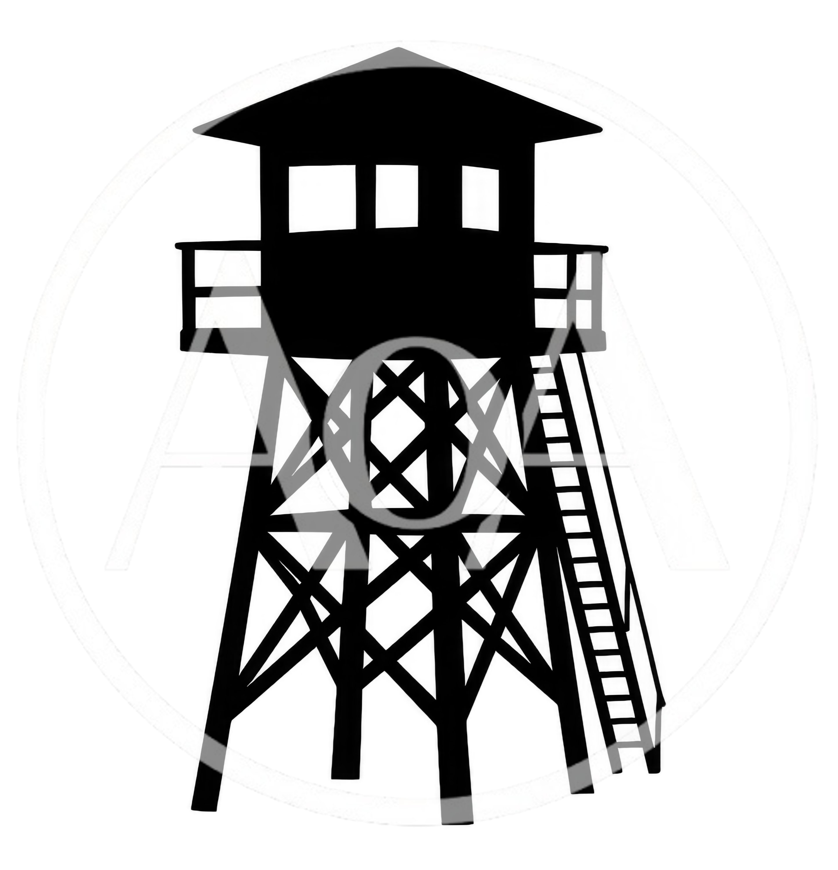 Black Silhouette Of A Wooden Watchtower