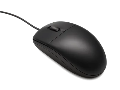 Black Wired Computer Mouse On White Background