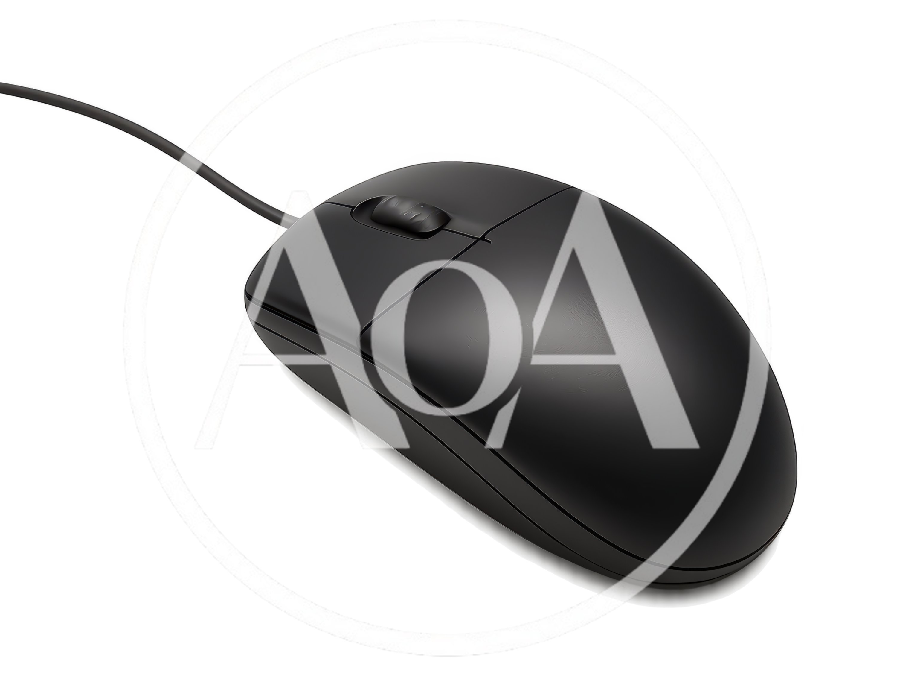 Black Wired Computer Mouse On White Background