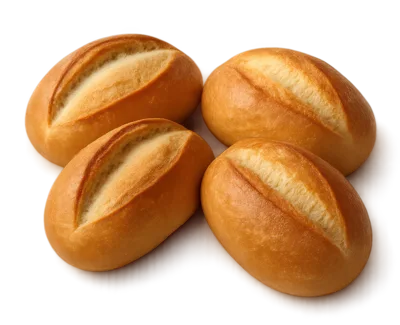 Four Freshly Baked Golden Brown Dinner Rolls