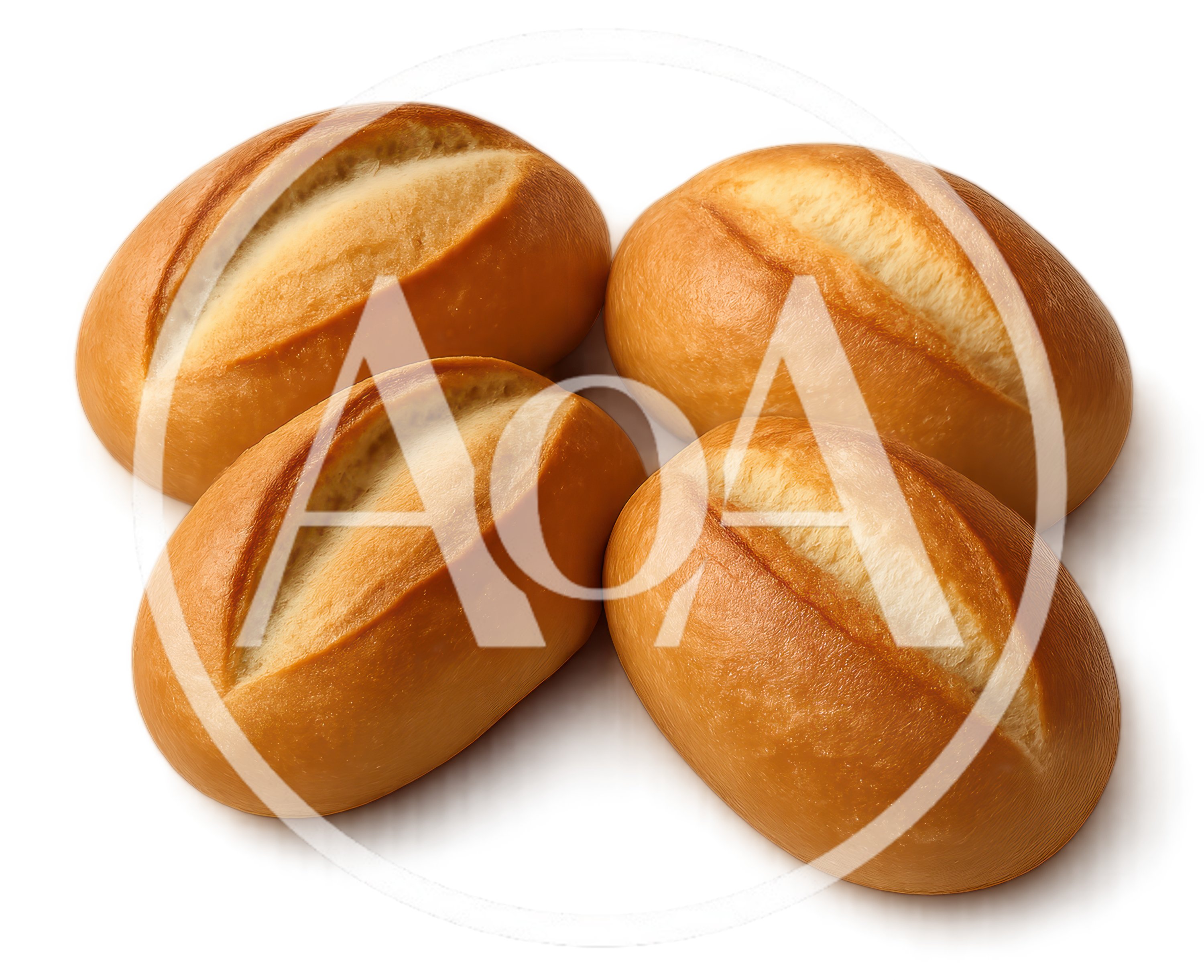 Four Freshly Baked Golden Brown Dinner Rolls