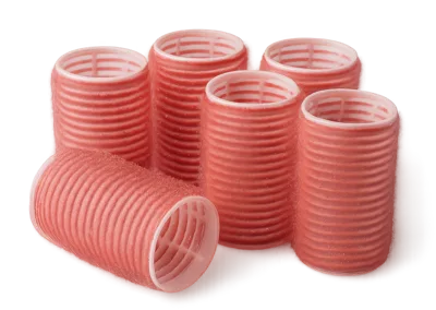 Group Of Pink Hair Rollers For Styling