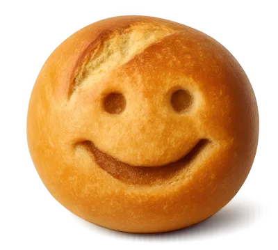 Baked Bread Roll Shaped Like A Smiling Face