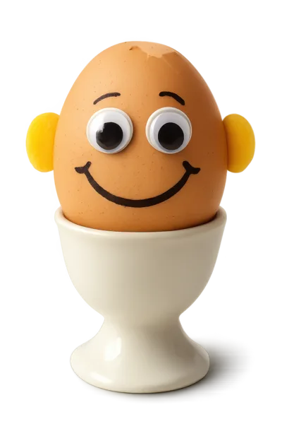 Funny Egg Character With Googly Eyes In Egg Cup