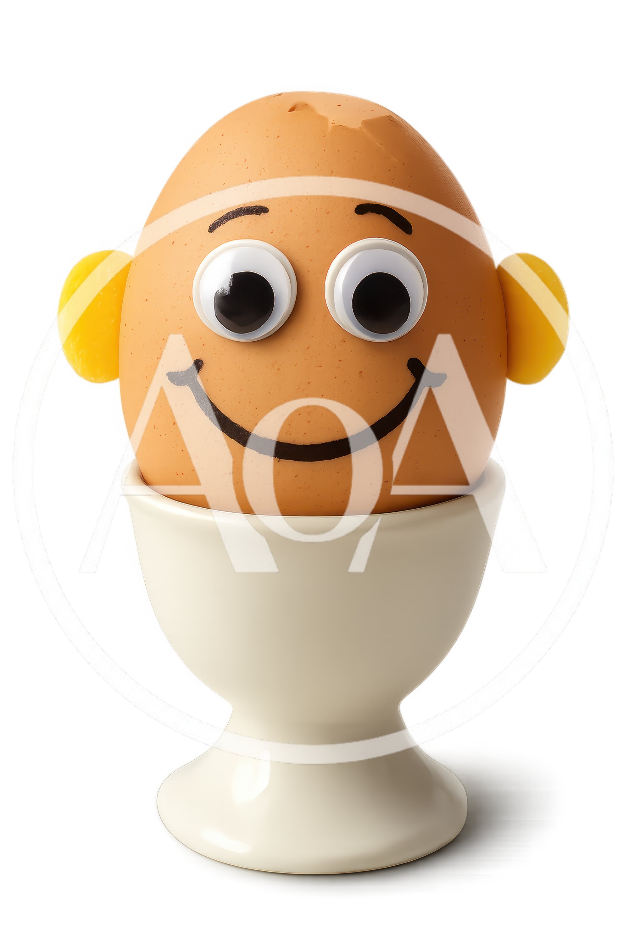 Funny Egg Character With Googly Eyes In Egg Cup