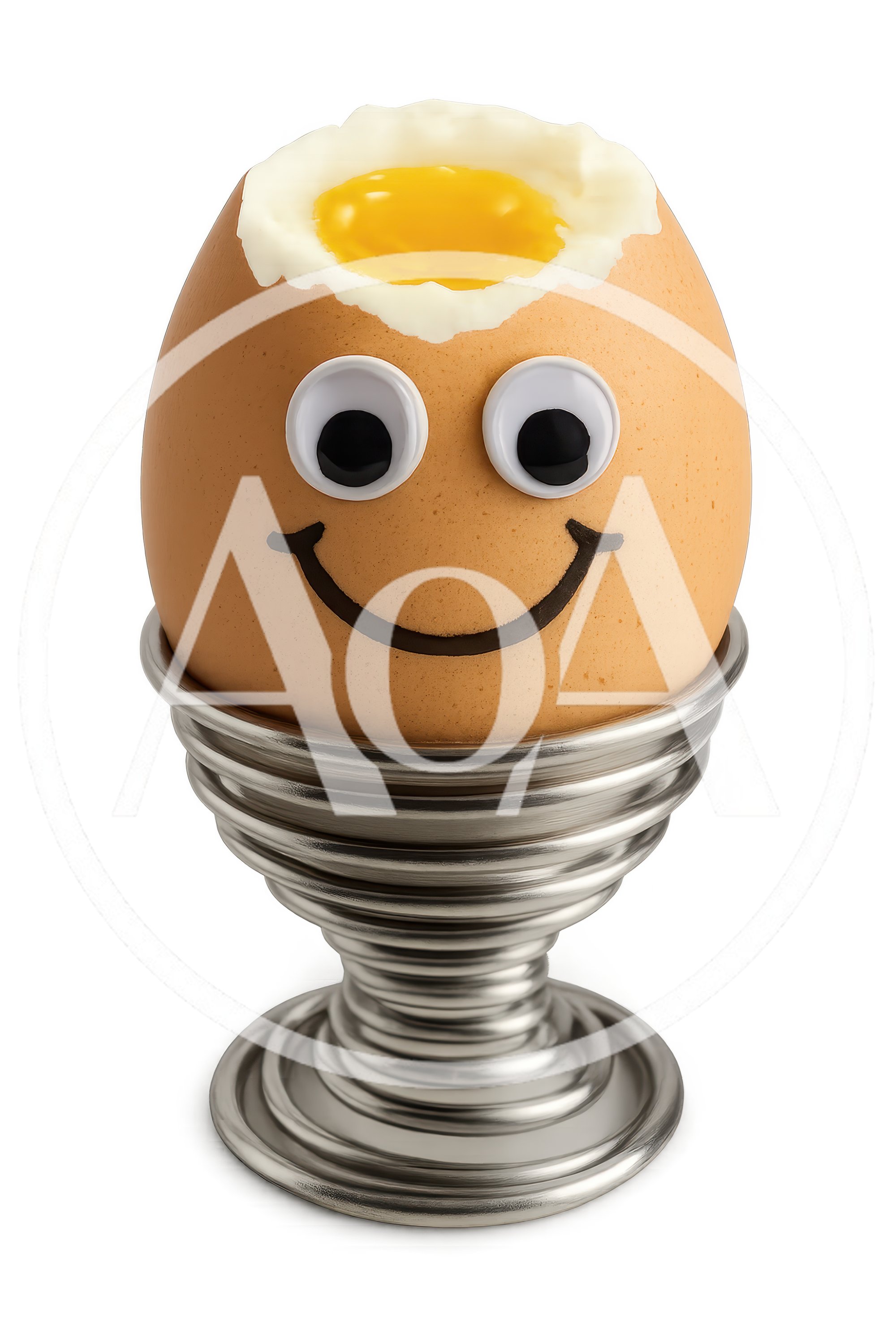 Soft Boiled Egg With Googly Eyes In Metal Cup