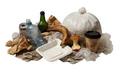 Pile Of Mixed Household Waste And Recyclables