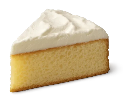 Single Slice Of Sponge Cake With Whipped Cream
