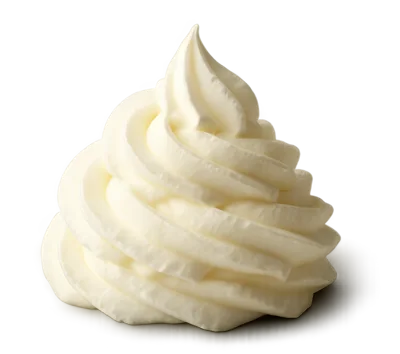 Swirl Of Fresh Whipped Cream On White Background