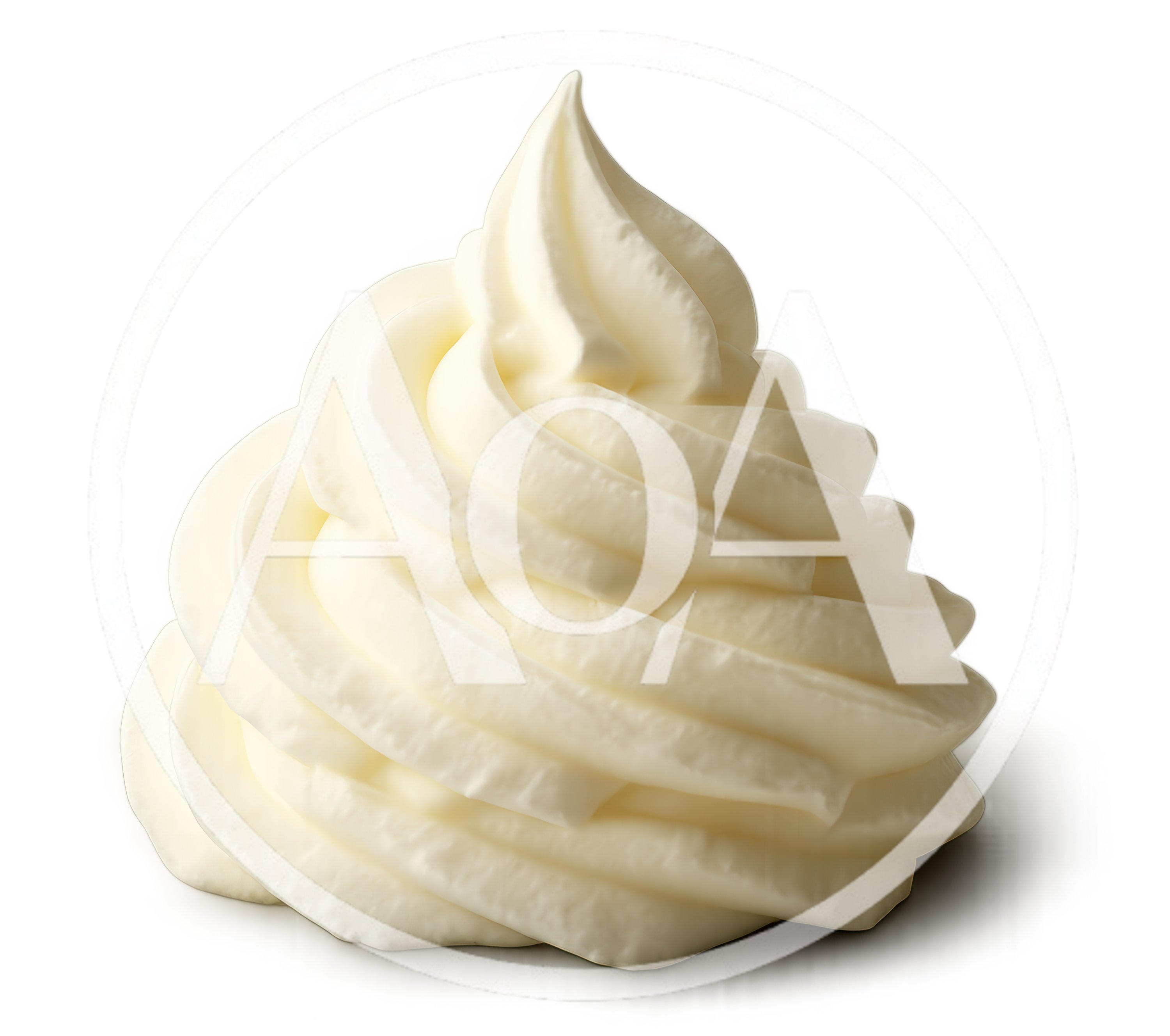 Swirl Of Fresh Whipped Cream On White Background