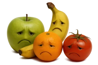 Sad Anthropomorphic Fruits With Human Facial Expressions