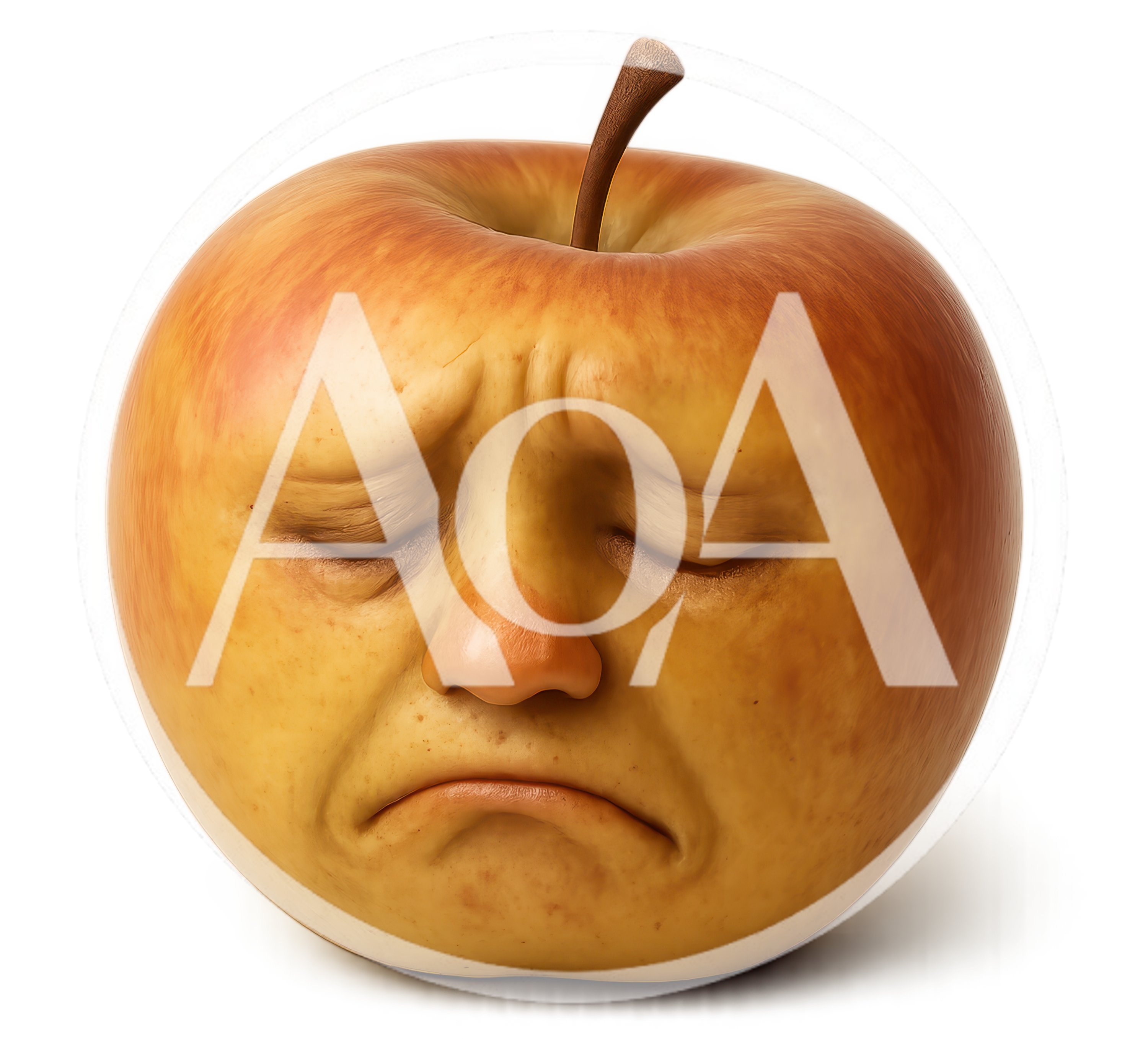Sad Anthropomorphic Apple With Human Facial Features