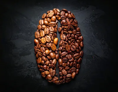 Coffee Bean Shape Made Of Roasted Coffee Beans