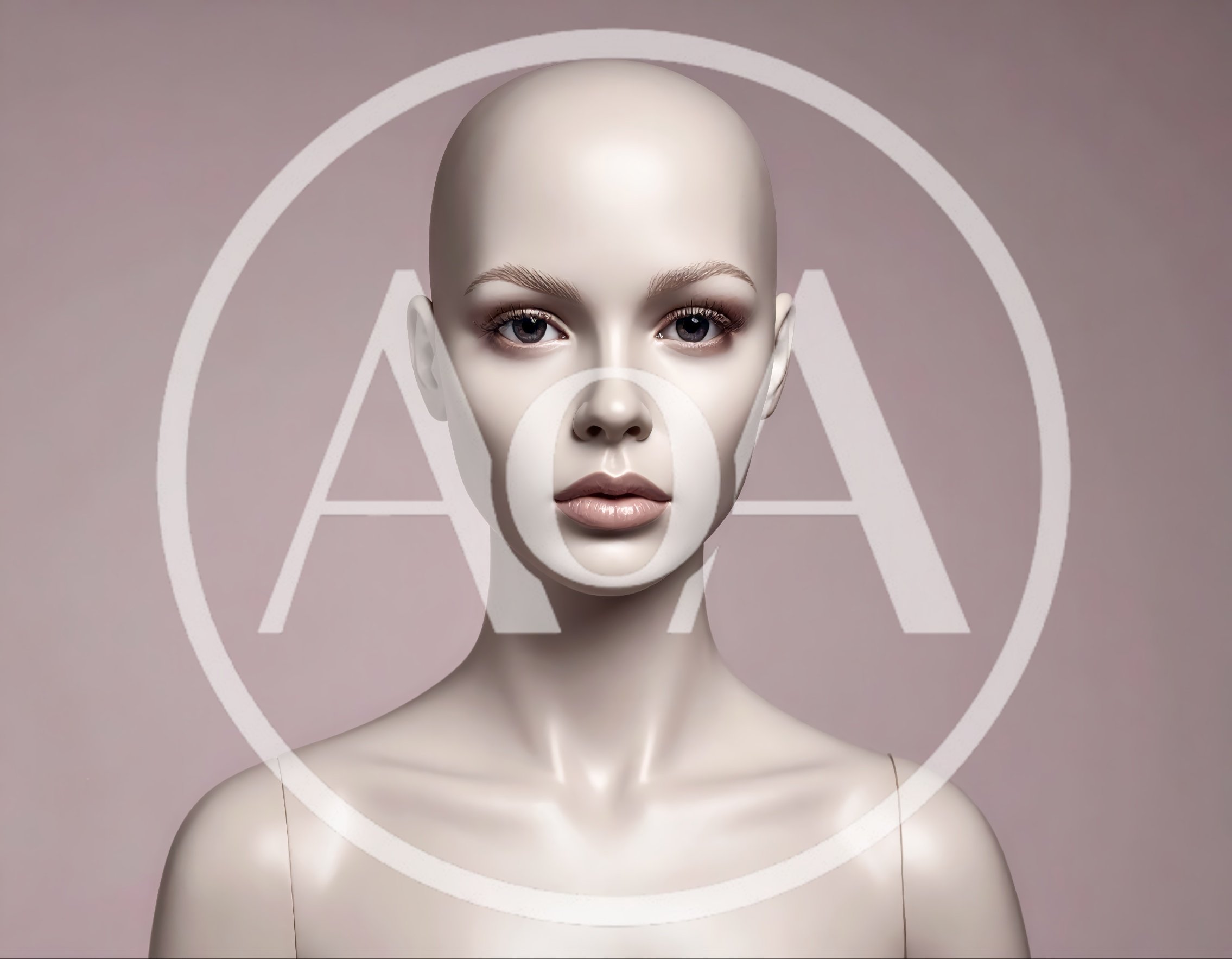 Bald Female Mannequin Head And Shoulders Portrait