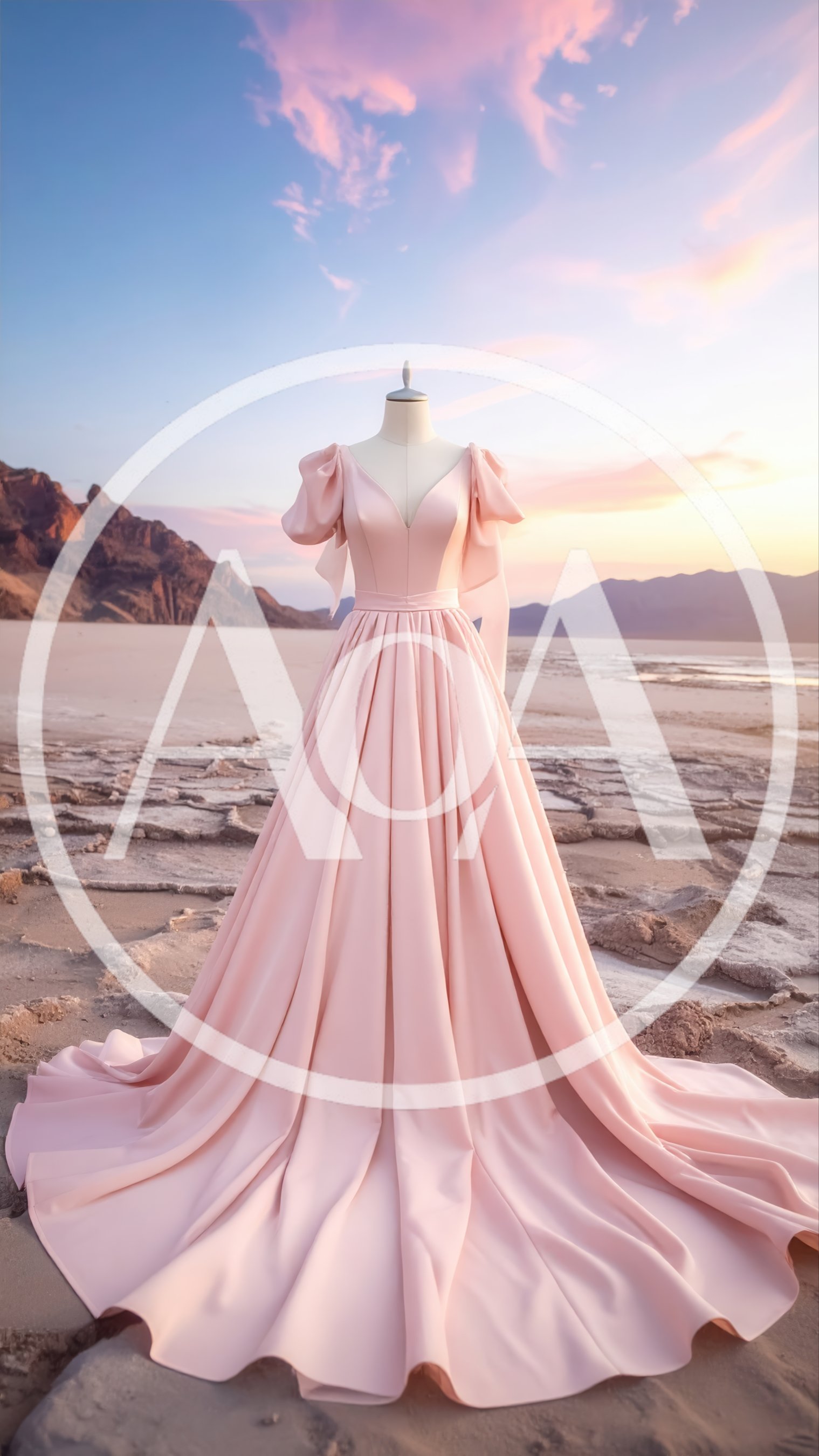 Pink Evening Gown On Mannequin In Desert Landscape