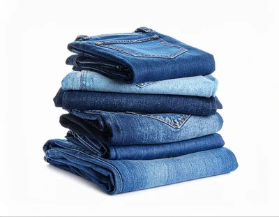 Stack Of Folded Blue Denim Jeans