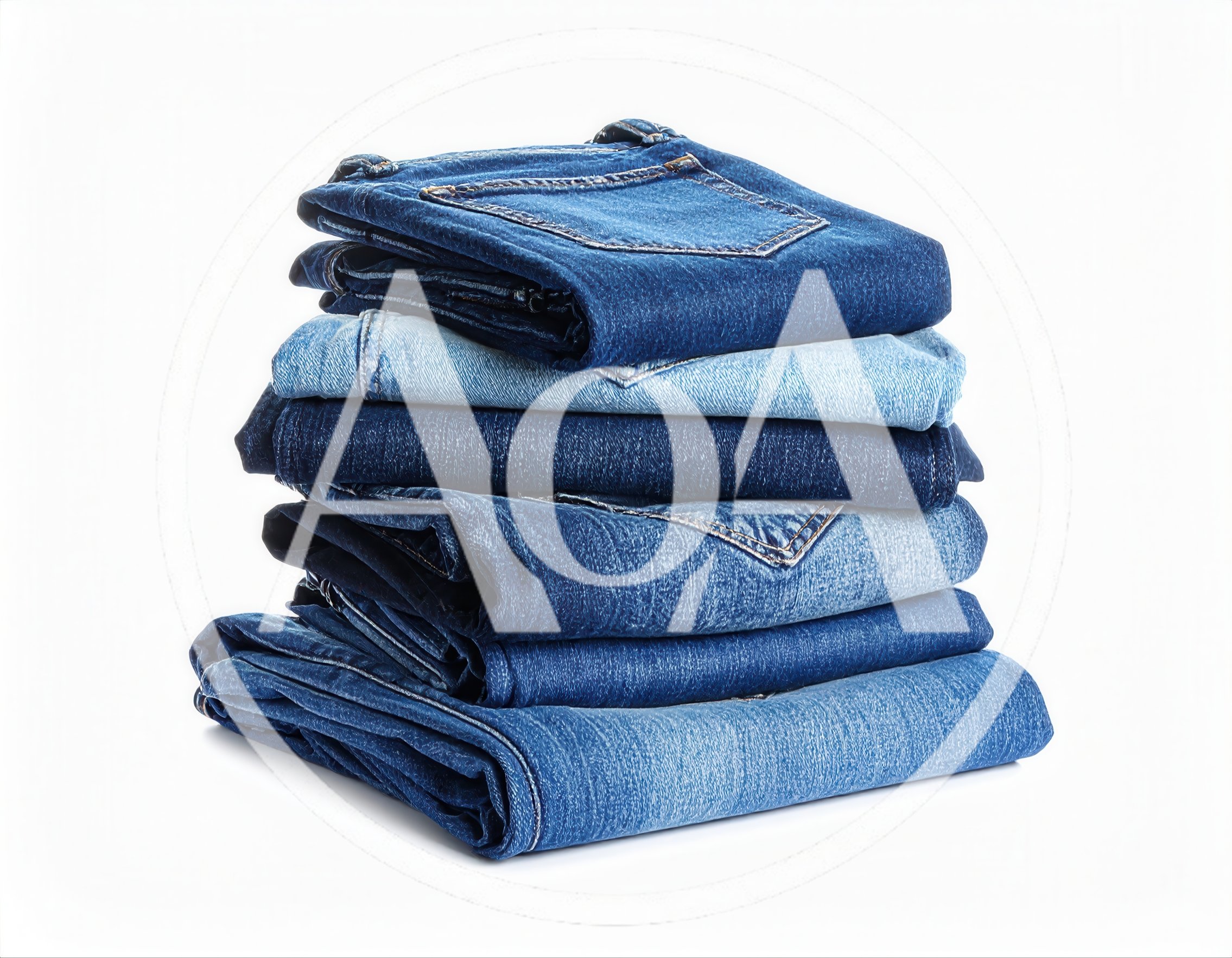Stack Of Folded Blue Denim Jeans