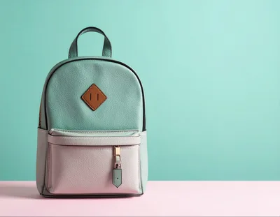 Pastel Mint And Pink Leather Backpack