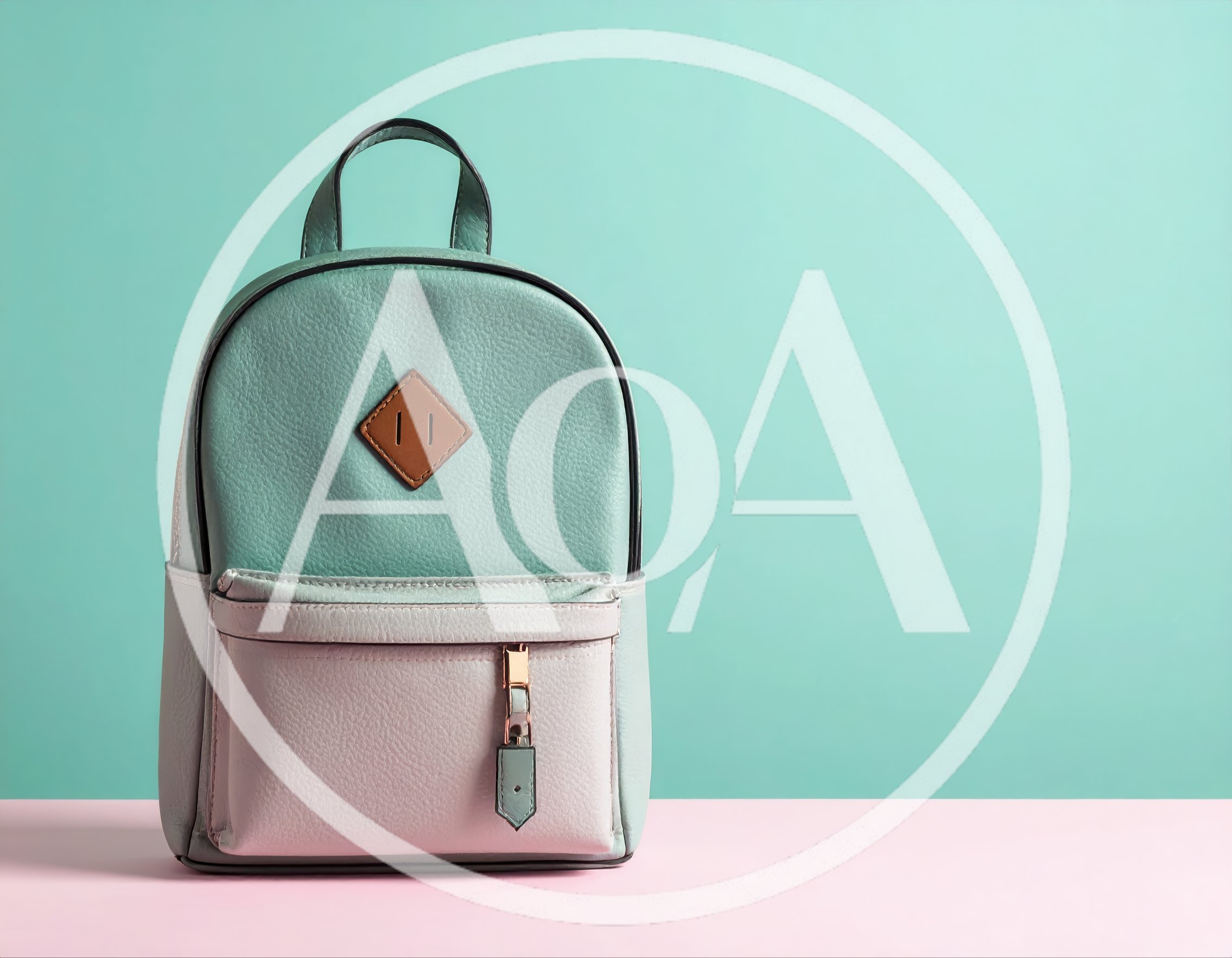 Pastel Mint And Pink Leather Backpack
