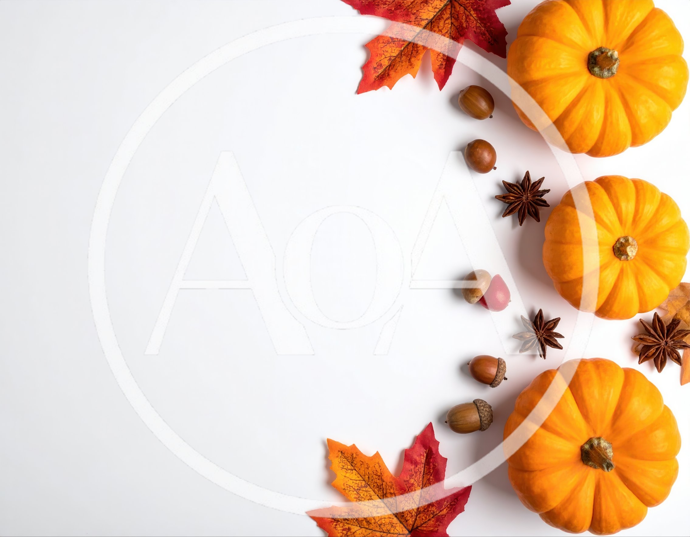 Autumnal Flat Lay With Pumpkins And Fall Foliage