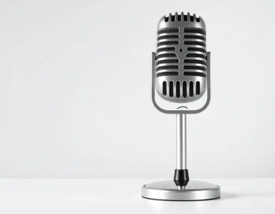 Vintage Style Silver Microphone On A White Background