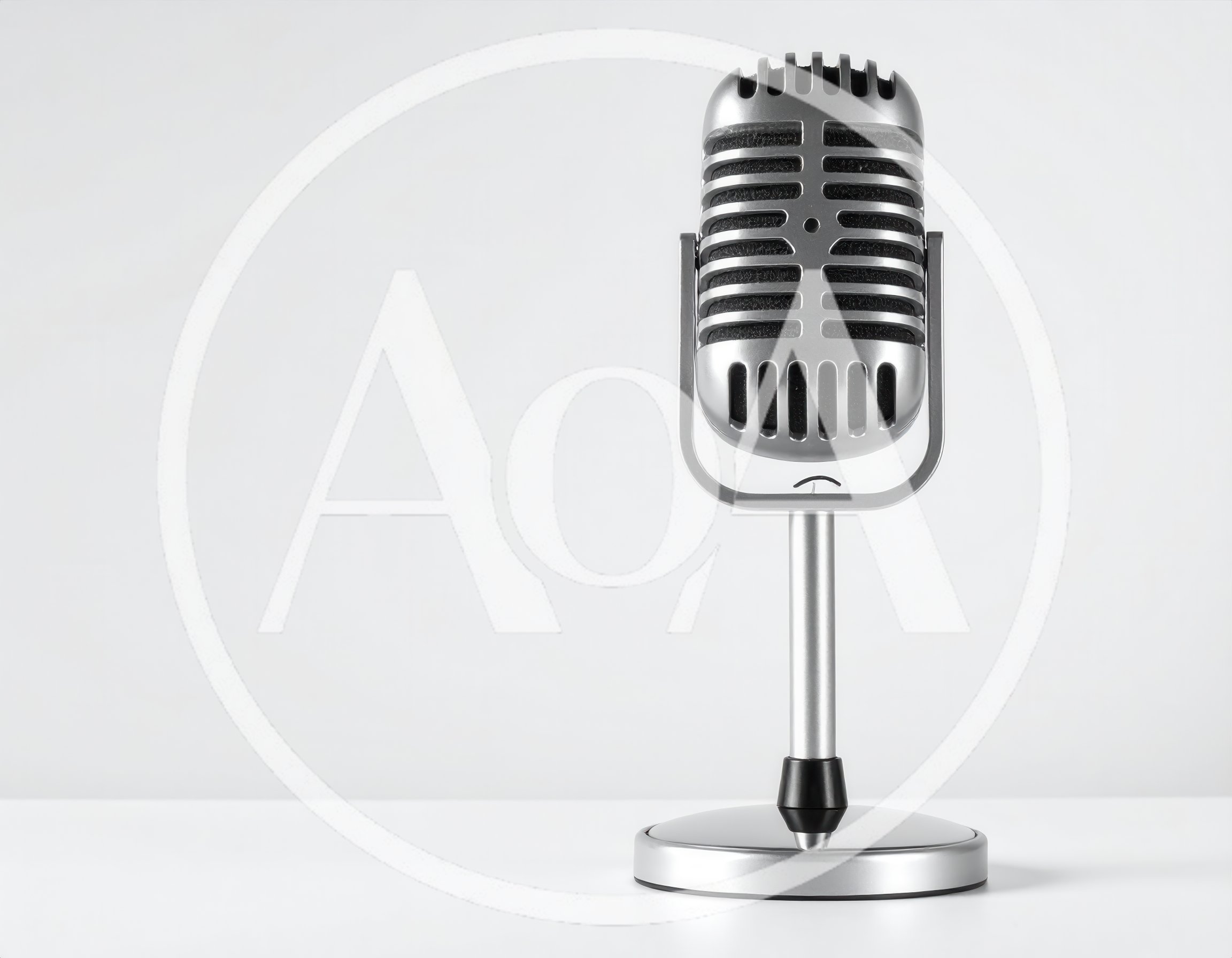 Vintage Style Silver Microphone On A White Background