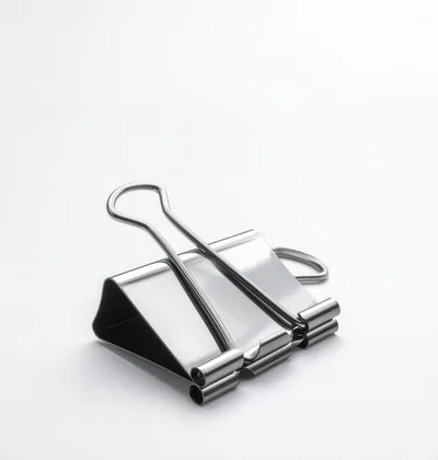 Silver Metal Binder Clip On White Background