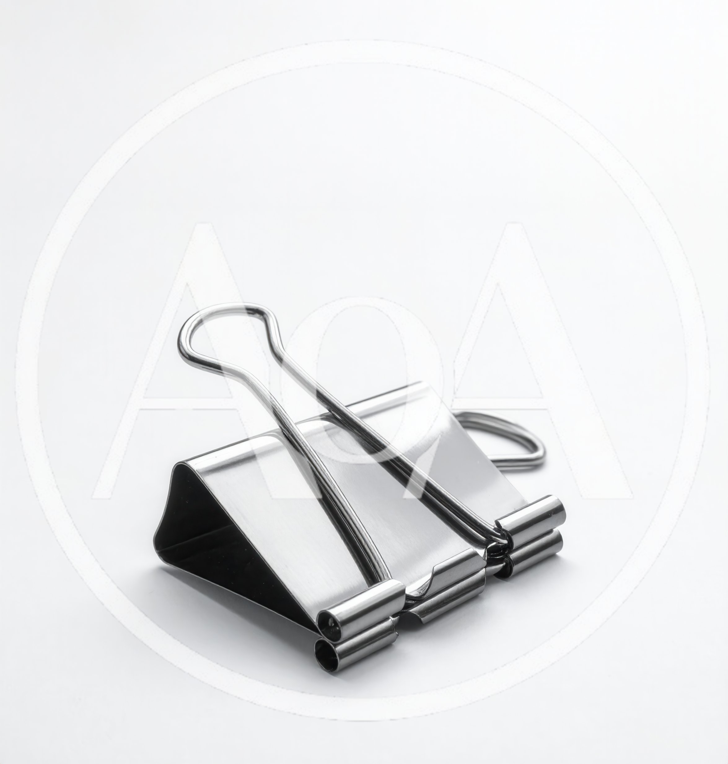 Silver Metal Binder Clip On White Background