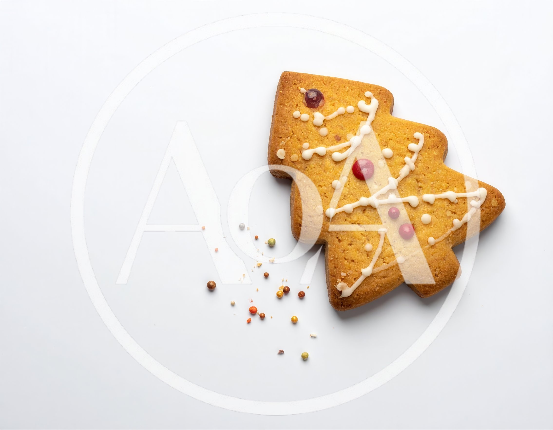 Christmas Tree Shaped Gingerbread Cookie On White Background
