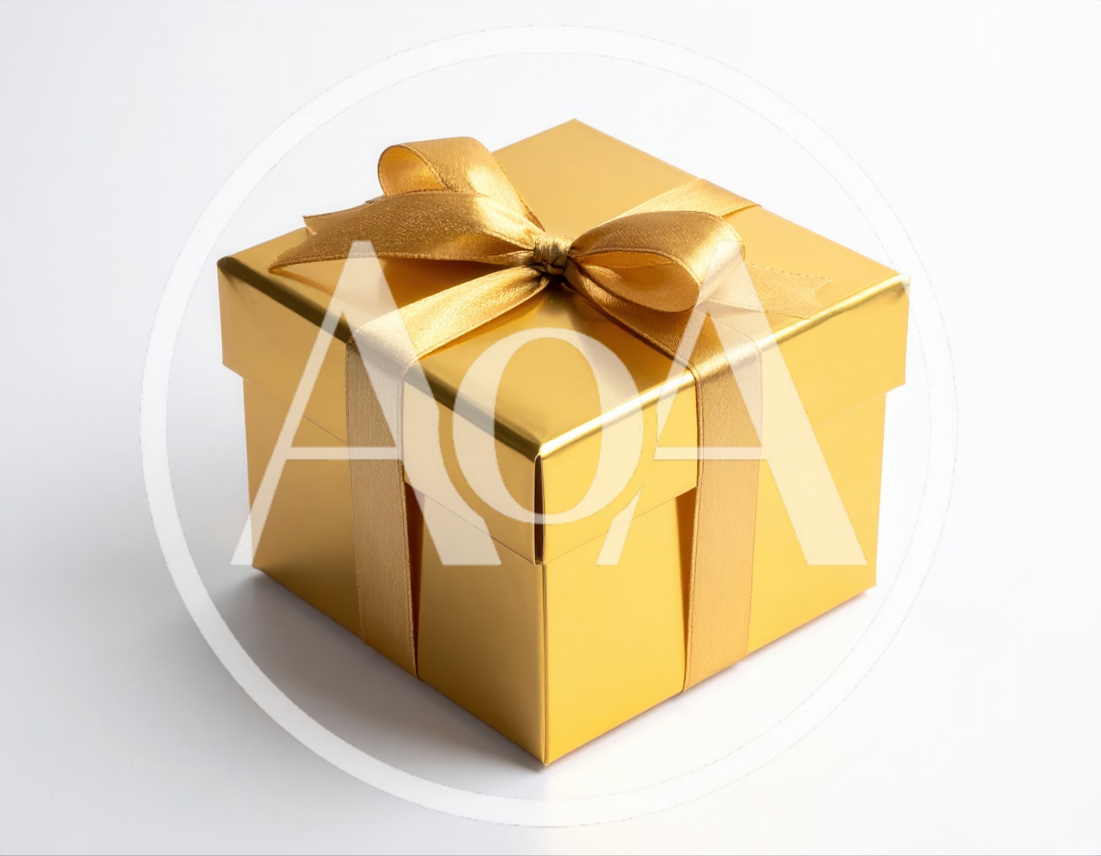 Golden Gift Box With Ribbon
