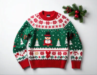 Festive Christmas Sweater With Snowman Design