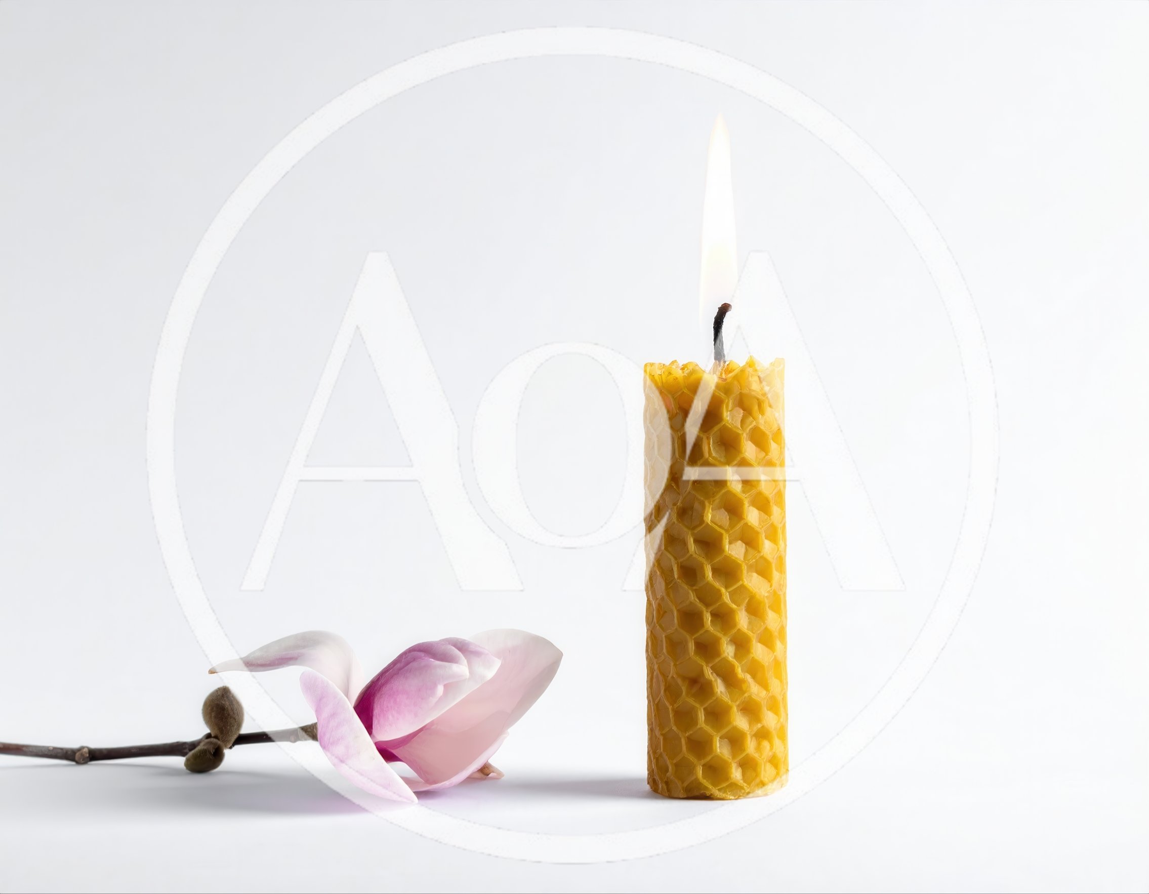 Beeswax Honeycomb Candle With Magnolia Flower