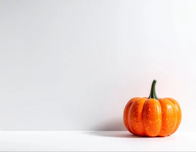 Single Orange Decorative Pumpkin on White Background