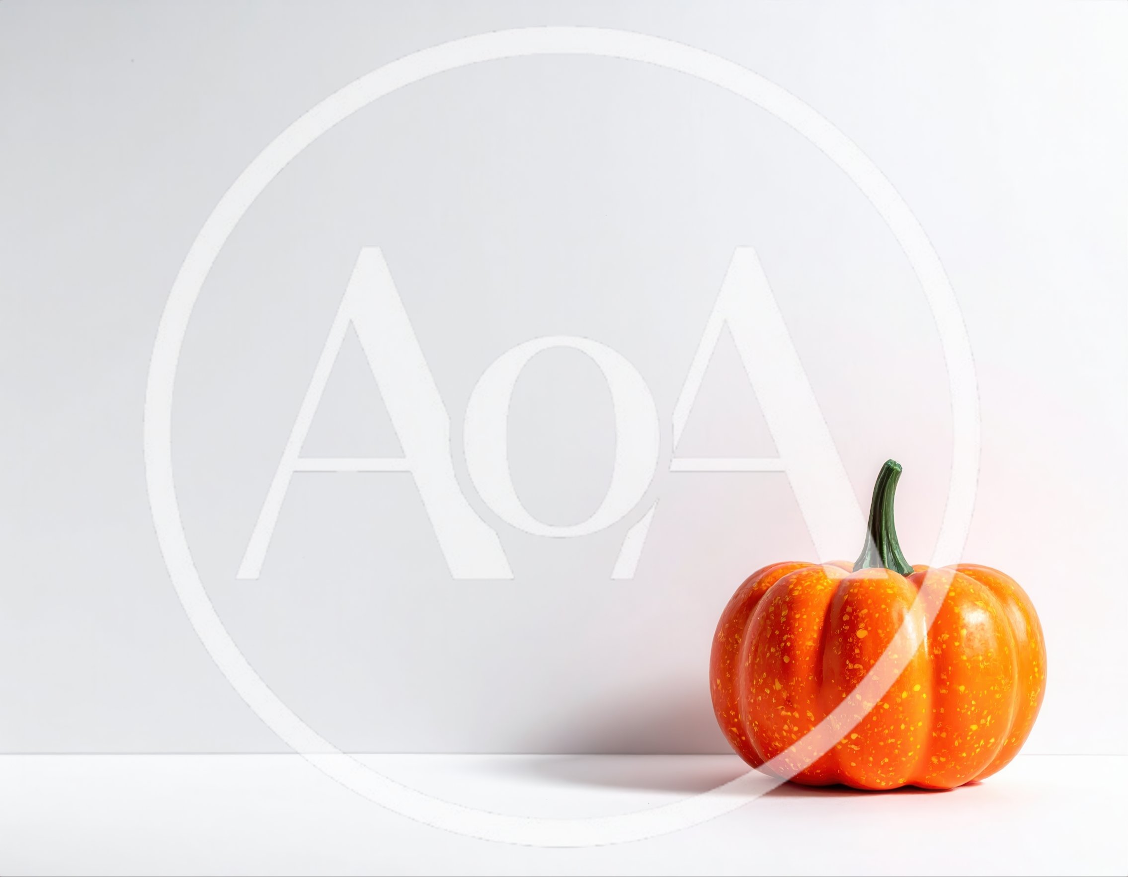 Single Orange Decorative Pumpkin on White Background