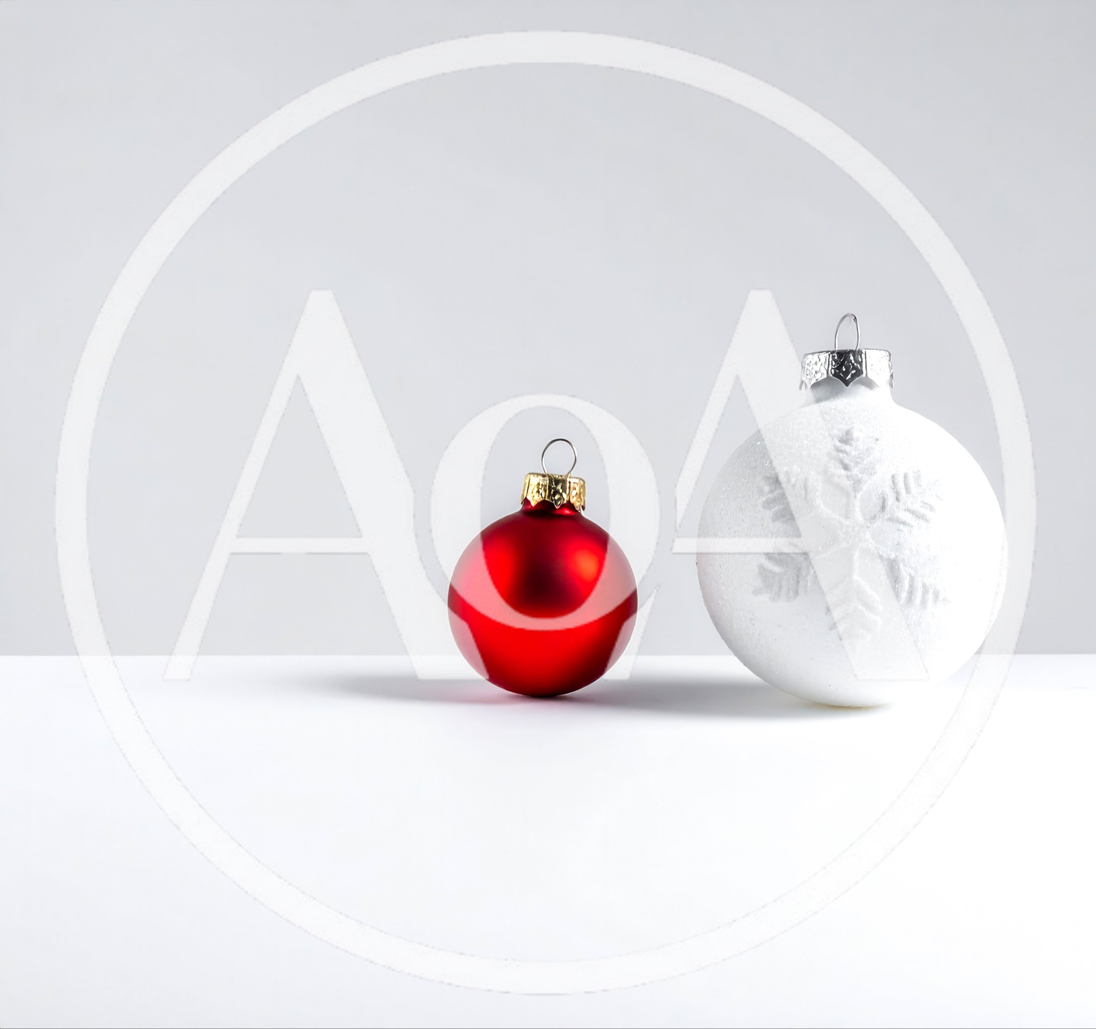 Red And White Christmas Ornaments On White Background
