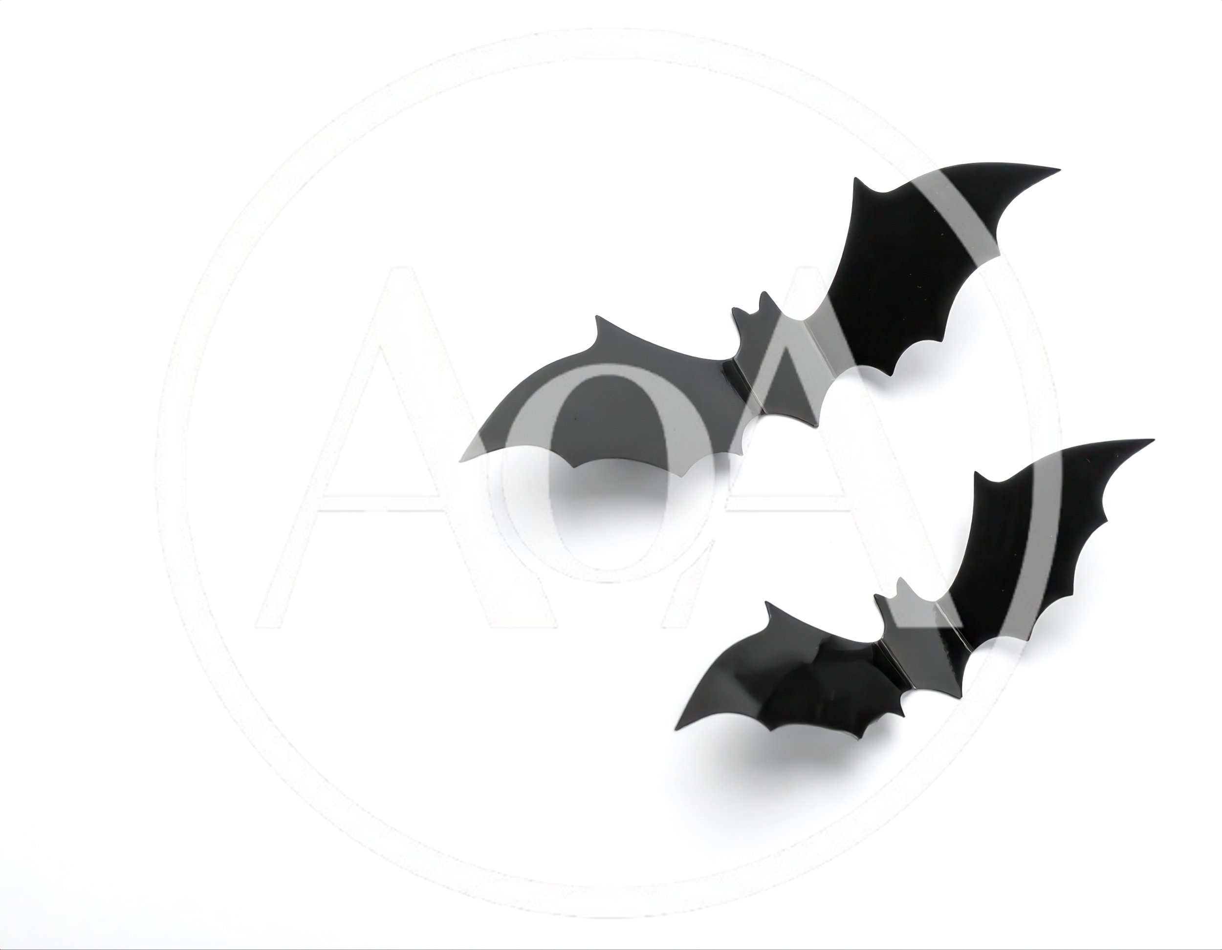 Two Black Paper Bats Isolated On White Background