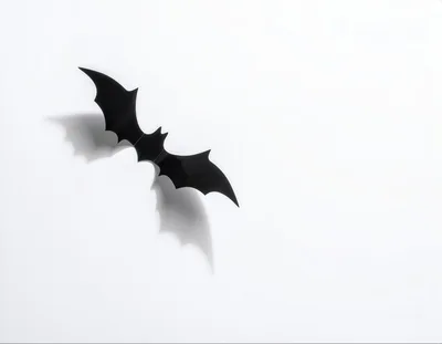 Black Paper Bat Decoration on White Background