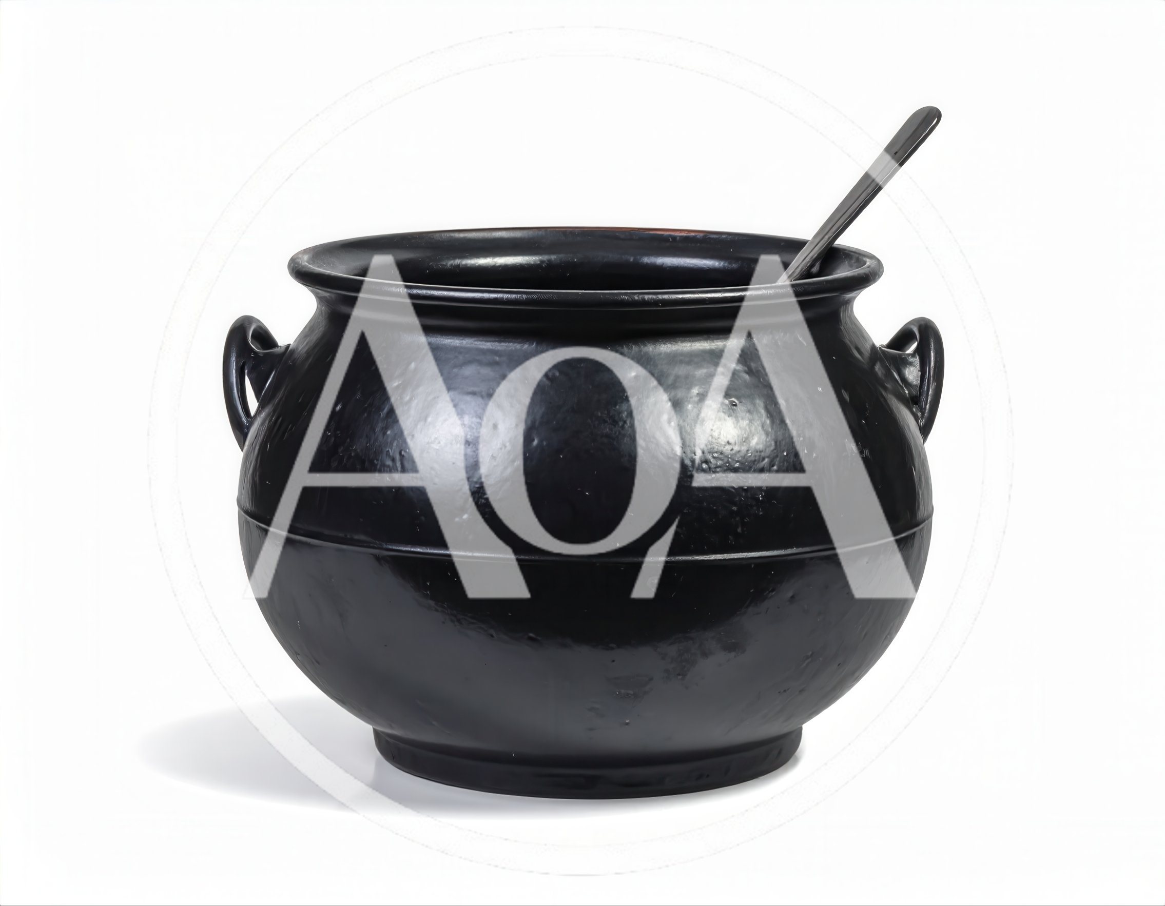 Black Cast Iron Cauldron With Serving Spoon