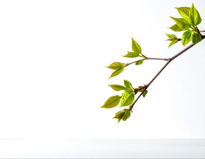 Fresh Green Spring Leaves On A Tree Branch
