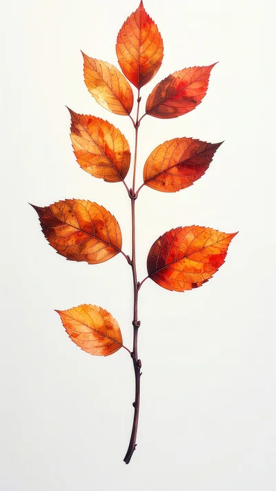 Autumn Branch With Vibrant Orange Leaves