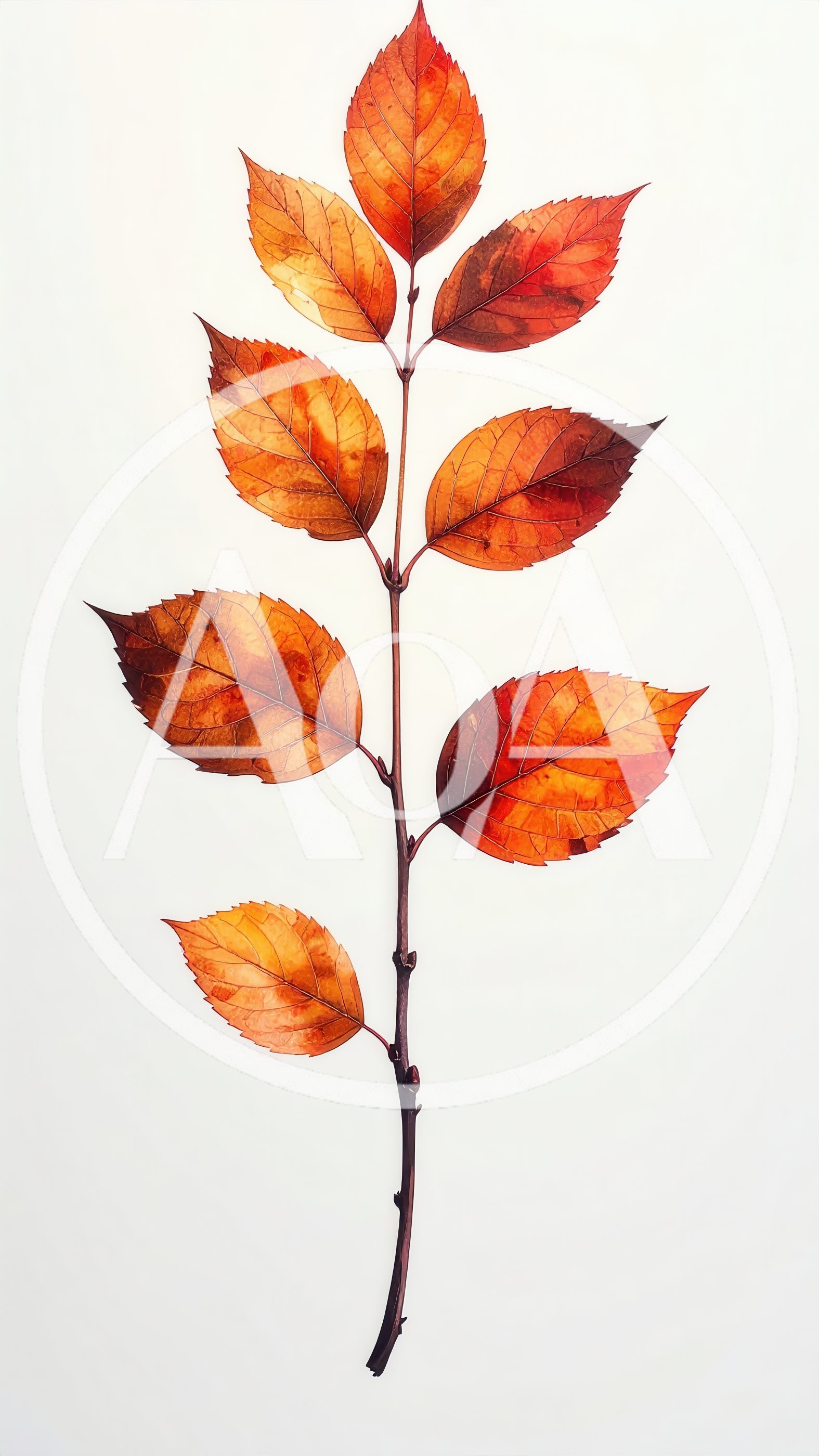 Autumn Branch With Vibrant Orange Leaves