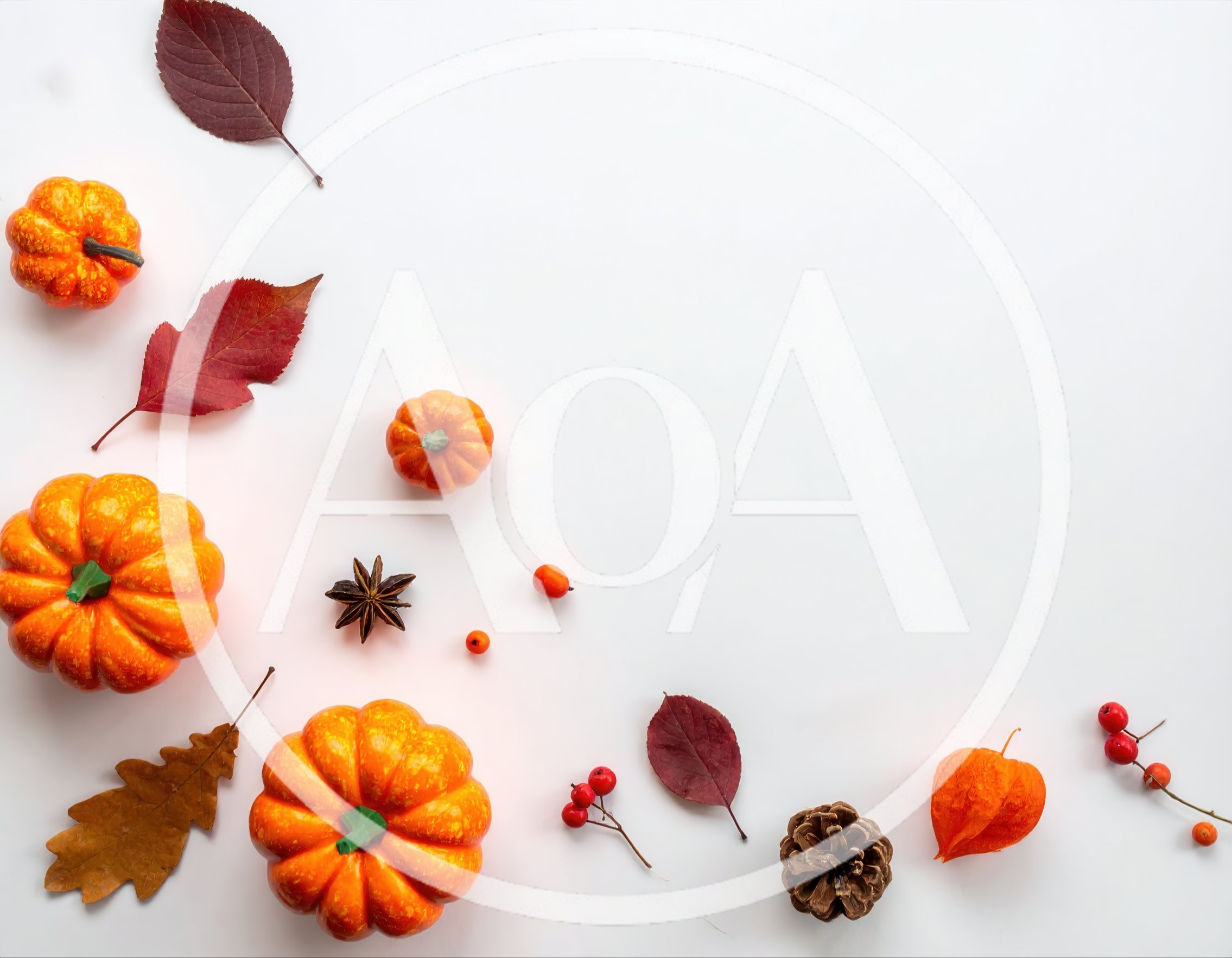 Autumnal Flat Lay With Pumpkins And Fall Foliage